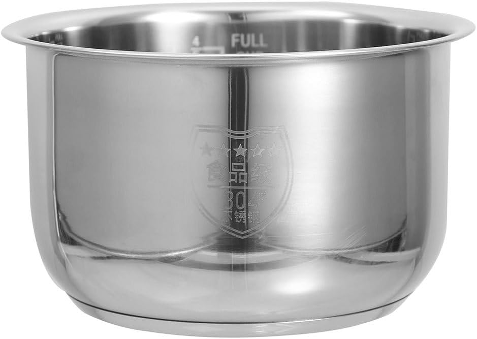 2.5L Stainless Steel Rice Cooker Inner Pot Replacement, Non-Stick Removable Round Cooking Bowl with Scale for Soup, Cake, and Rice, Universal Liner for Kitchen Cookware