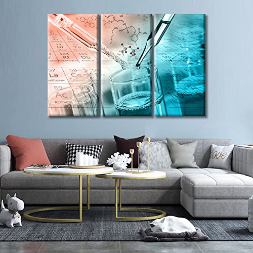 Image of TUMOVO Canvas Wall Art Clinical Laboratory Artwork Pictures Black and White Wall Art 3 Panel Laboratory Posters and Prints Wall Art for Living Room Framed Ready to Hang, 60 inch Wx40 H