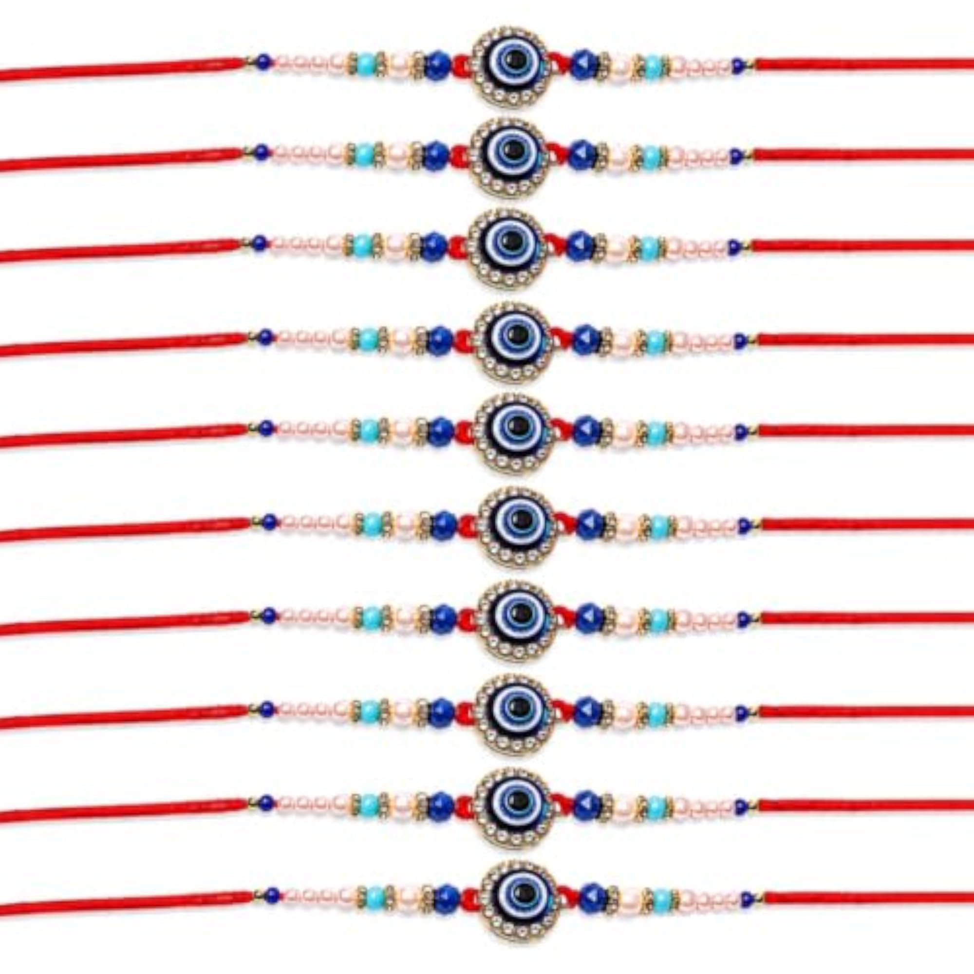 Evil Eye Protection Blue Charm Rakhi Set of 10