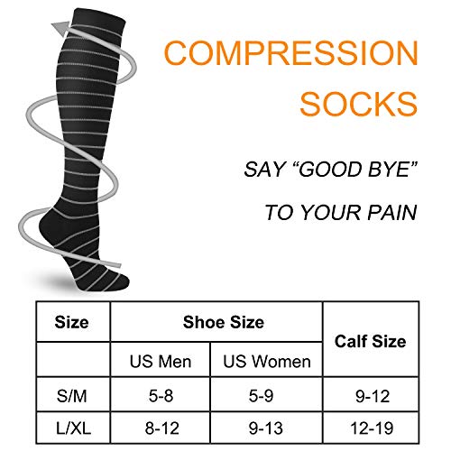 Double Couple 6 Pairs Compression Socks Women Men 20-30 Mmhg Knee High Compression Stockings For Athletic Flight Travel Nurses Pregnancy #TOP1