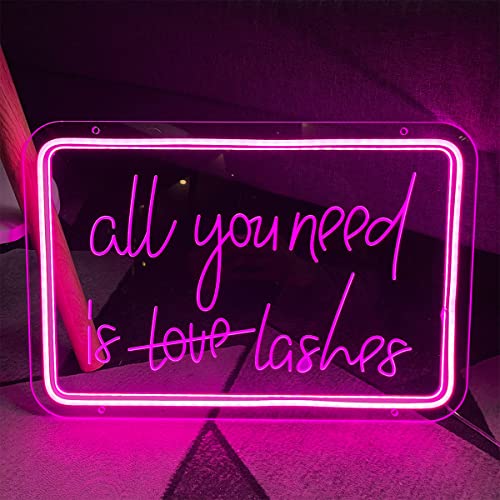 Image of Neon Sign All You Need Is Lashes For Wall Decor 3D Art Carving Design Indoor Bedroom Led Neon Signs Backdrop Flex Christmas Party Wedding Living Room Birthday Gift(Pink,USB,40x27CM)