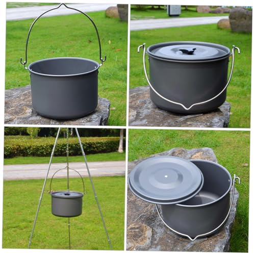 Anneome Aluminum Outdoor Cooking Pot with Lid for Camping and Picnics Portable Large Capacity Cookware for People Multipurpose Hanging Pot for Barbecue and Group Outdoor Cooking - Image 7