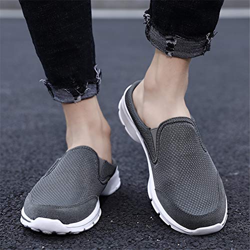 Mizhome Men's Open Back Sneaker Clogs Knit Mules Shoes Lightweight Breathable Slippers Dark Grey 7.5 #TOP4