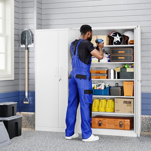 image for Yizosh Metal Storage Cabinet with Locking Doors and 5 Adjustable Shelv