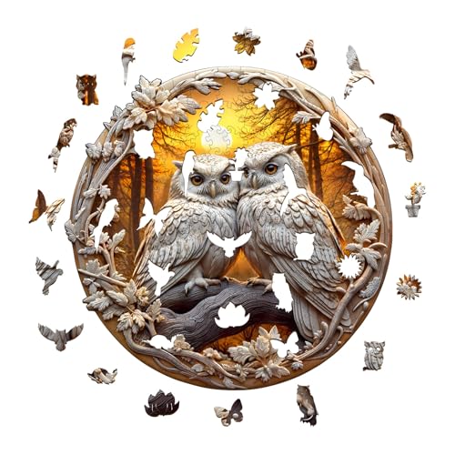 Puzzle en bois irrégulier hibou 3D de 300 pièces au design unique - 6