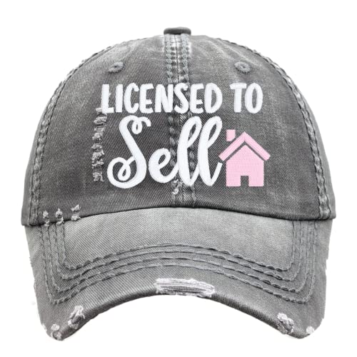 Women's Licensed to Sell Real Estate Agent Hat, Baseball or High Ponytail Cap, Funny Cute Pun Gift, Custom Marketing Tools Ideas for Her New Agent Broker Wife Mom Girlfriend Sister Friend
