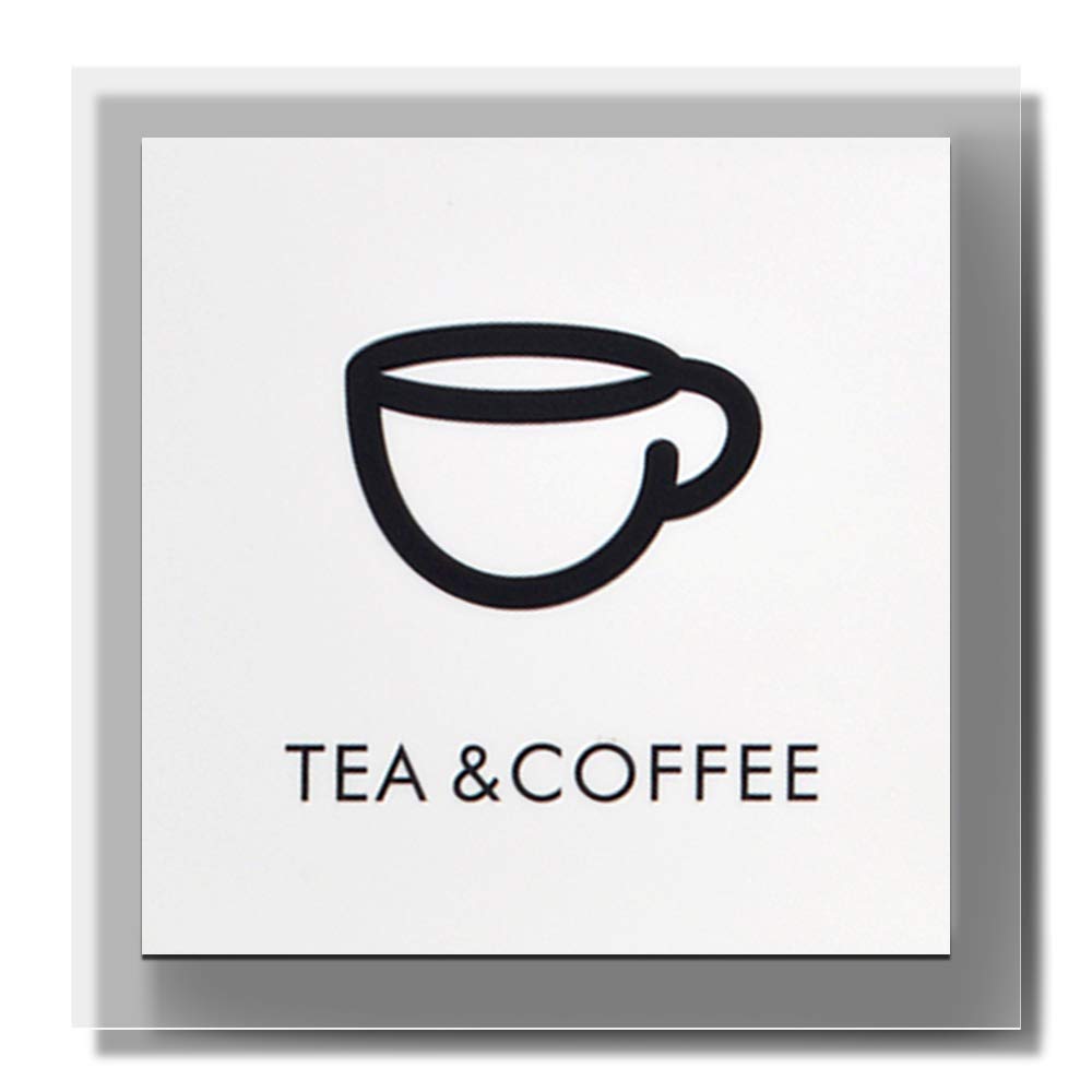 Lanhope Cafe Sign Self Adhesive White Matte Acrylic Three-dimensional Simple Modern Style Plastic for Hotel Office Restaurant Bar Coffee Shop Indoor Outdoor Use - 18cm x 18cm (Tea&Coffee)