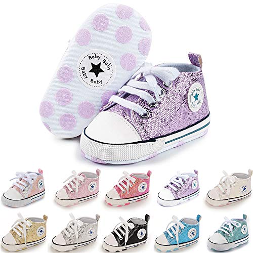Image of Meckior Infant Baby Boys Girls Canvas Sneaker Soft Sole First Walkers Trainers Lace Up Casual Toddler Shoes