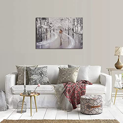 Sdmikeflax Canvas Wall Art Decorations For Living Room Bedroom, 36" X 24" Abstract Wall Art Modern Wall Art For Living Room Large Size Print Paintings Woman Romantic Paris Wall Pictures Artwork #TOP4