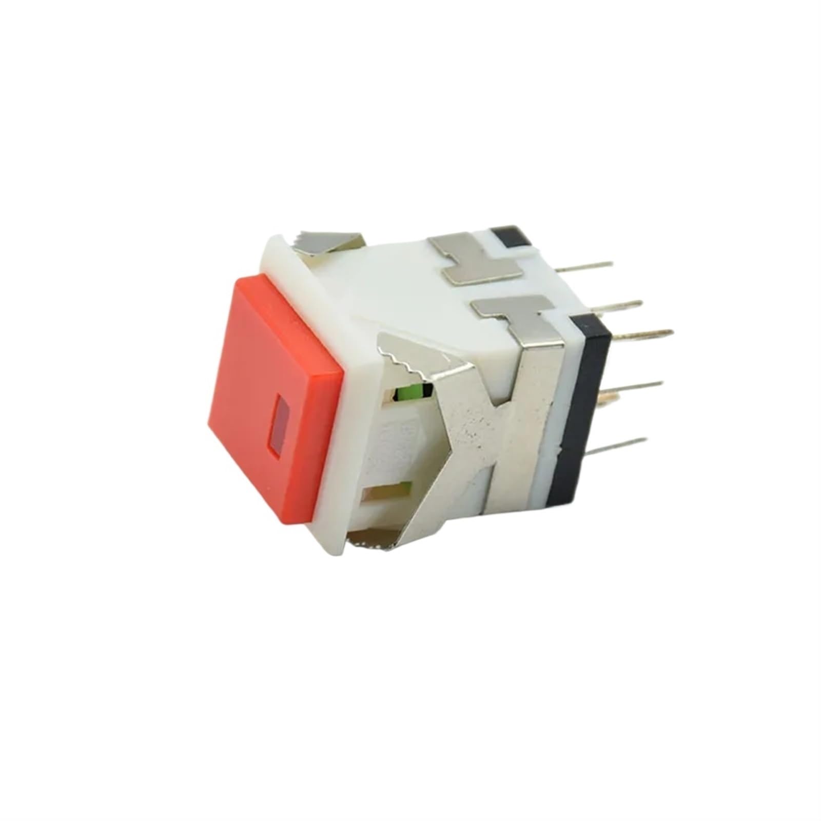JNURGWLYH Square Cap 2NO 2NC 8pins Momentary/Reset Push Button Switch with lamp AC 3A/250V 6A/125V(Rosso)