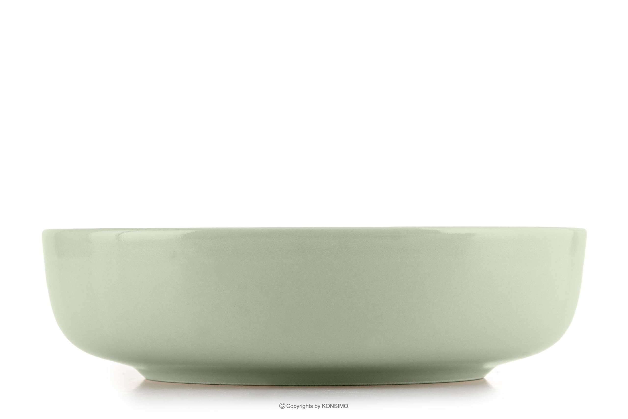 Konsimo. Lot de 6 assiettes creuses élégantes en céramique - Assiettes à pâtes et assiettes creuses pour 6 personnes - Assiettes à salade VICTO passent au micro-ondes - 18,5 cm - Beige/vert mat