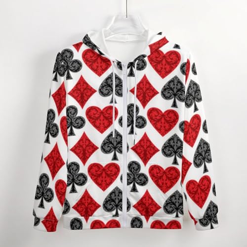 Playing Card Poker Men's Graphic Hoodies Zip Up Drawstring Hooded Sweatshirts Casual Jacket Coat Streetwear3