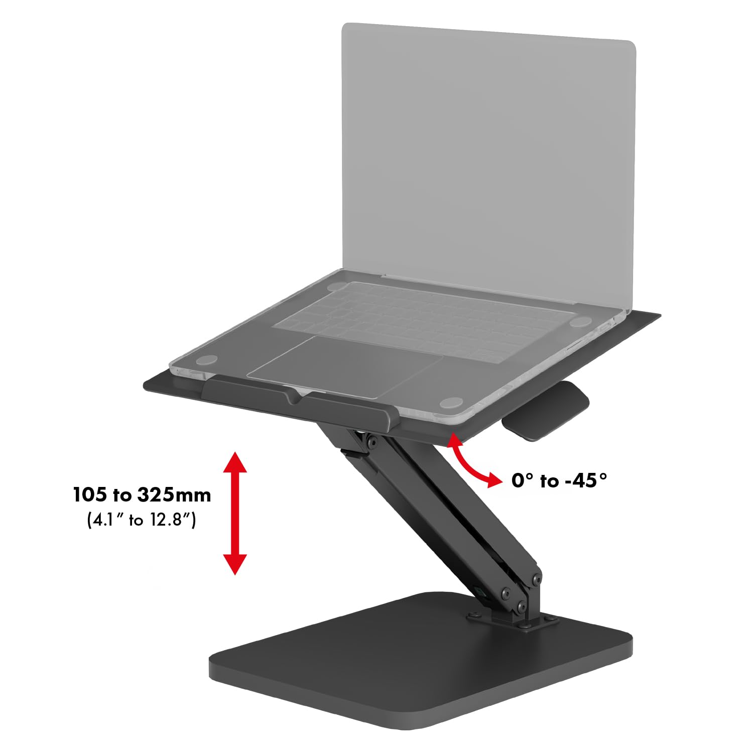 Maclean Supporto da tavolo monitor o laptop, con molla a gas, per stare in piedi e seduti, nero, MC-493