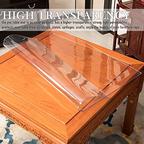 Zijinjiaju 48X96 Inch Clear Table Cover Protector, 1.5Mm Thick Plastic Table Cover Vinyl Non-Slip Desk Pad Waterproof Pvc Table Protector For Office, Dresser, Coffee, Computer Clear Vinyl Roll #TOP1