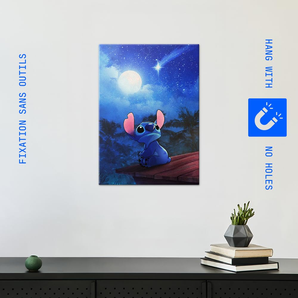 Displate Affiche Métallique Disney Stitch - Hawaii Chill - Stitch Shooting Star - Déco Maison Chambre - Cadeau - Decoration Murale Salon Metal Poster 32 cm x 45 cm