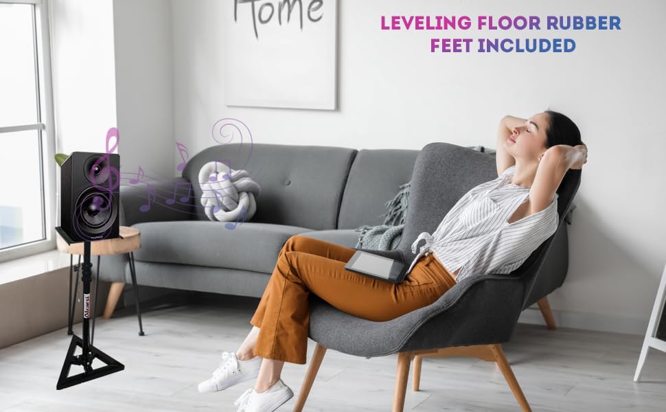 Image of Studio Monitor Stands /Adjustable Floor Speaker Stand with Locking Safety Pin (Pack of 2 Stands)