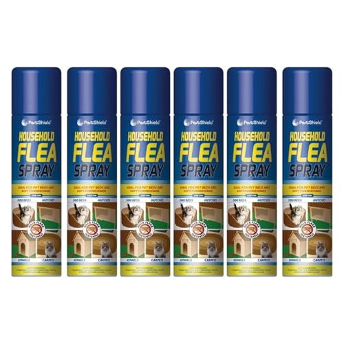 DIOXSTAR Flea Spray Home Animal Kill Fleas Tick Protection, Fast-Acting Solution, Kills & Repel Fleas, Suitable for Cats, Dogs, Puppies & Kitten, Use on Bedding, Carpets, Furniture, (200ml, 6 Pcs)