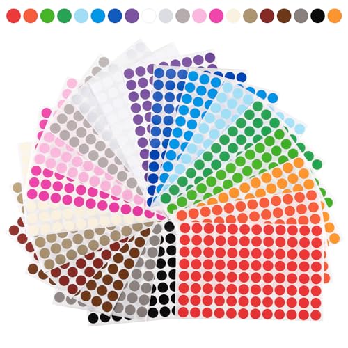 Gomets Colores Surtidos Pegatinas Redondas 1920 Piezas 15mm Pegatinas Redondo Adhesivos Codificación Redondas Etiquetas para Hogar, Aula, Almacén, Oficina, 20 Colores