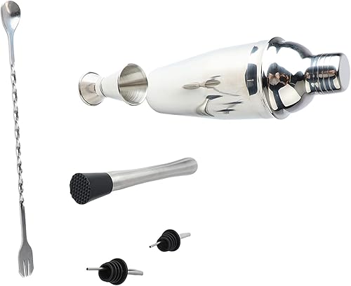 Miniatura 6 de Kit de barman de acero inoxidable  Juego de coctelera de 6 piezas con capacidad de 25.4 fl oz, para mezclar bebidas, bar en casa, fiesta