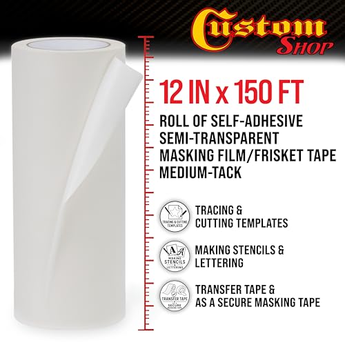 Image of Custom Shop 12 inch X 150' Roll of Semi-Transparent Masking Film /Frisket for Artists, Airbrush Graphics