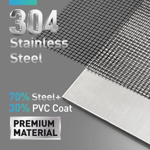 304 Stainless Steel Mesh Window Screen Roll,35IN x 10FT Black Metal Window Screen Replacement,Window Screen Mesh for Window,Door,Patio,Pet,Vent,Porch and DIY Projects (22 Mesh)