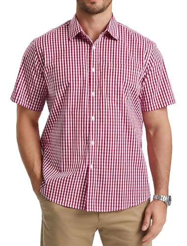 HISDERN Chemise Homme a Carreaux Manches Courte Décontractées Boutonnées été Travail Chemises...