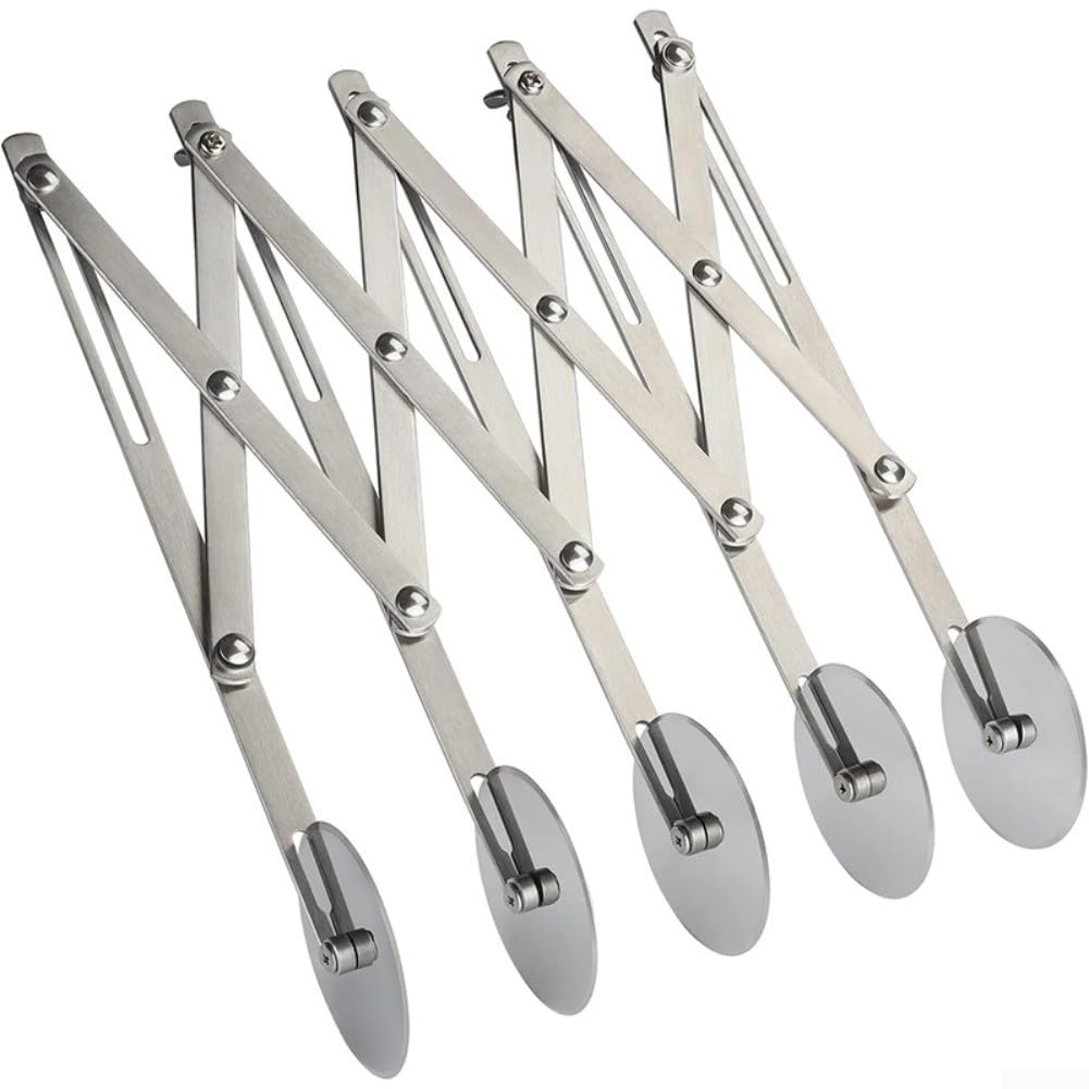 Tagliapizza multi circolare in acciaio inox con manico ergonomico per tagliare in modo efficiente dolci, biscotti, impasti e pizza (argento2)