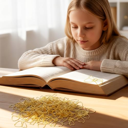 DOPENSPI 30 PCS Bow Gold Paper Clips, Bowknot Shape Paperclips Cute Binder Clips Funny Metal Bookmarks Planner Clip Cute Butterfly Paper Clip for School Office Home Document Supplies Organizer(Gold)