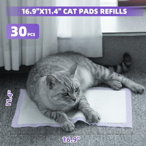 IMMCUTE Cat Pads 16.9" X 11.4", 30 Ct | Pee Pads for Cats | Thickened 6-Layer Super Absorbent Pads | Pee Pads for Tidy Cats Breeze Litter System | Cat Pee Pads by IMMCUTE - Image 2