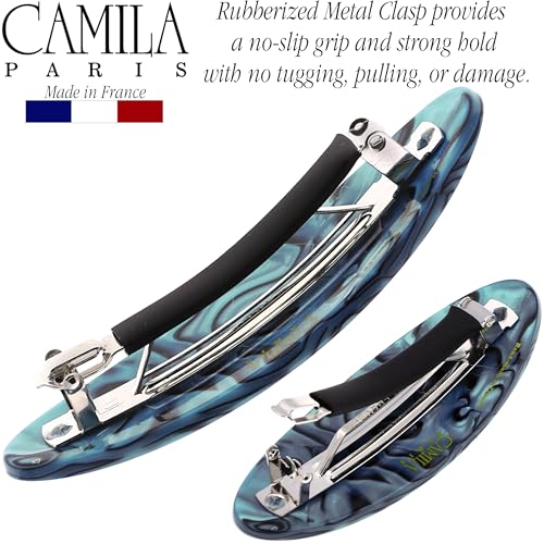 Camila Paris CP2984 Pinza para el Cabello Francesa Ovalada Azul, Sujeción Fuerte, Cierre Metálico Antideslizante, Accesorio Duradero para Estilizar miniatura 4