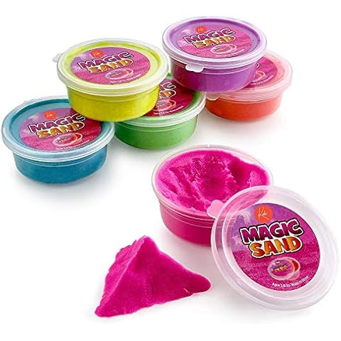 Kicko Colorful Magic Sand - 6 Pack of Magic Sand in Assorted Colors - Gifts for Kids, Stress Reliever, Learning Tool, Novelties, Play Sand Cover