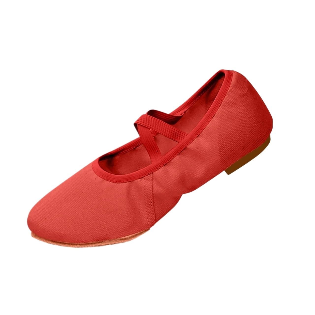 Zapatillas de ballet for mujer, zapatillas lona elástica, suela plana dividida, punta for baile