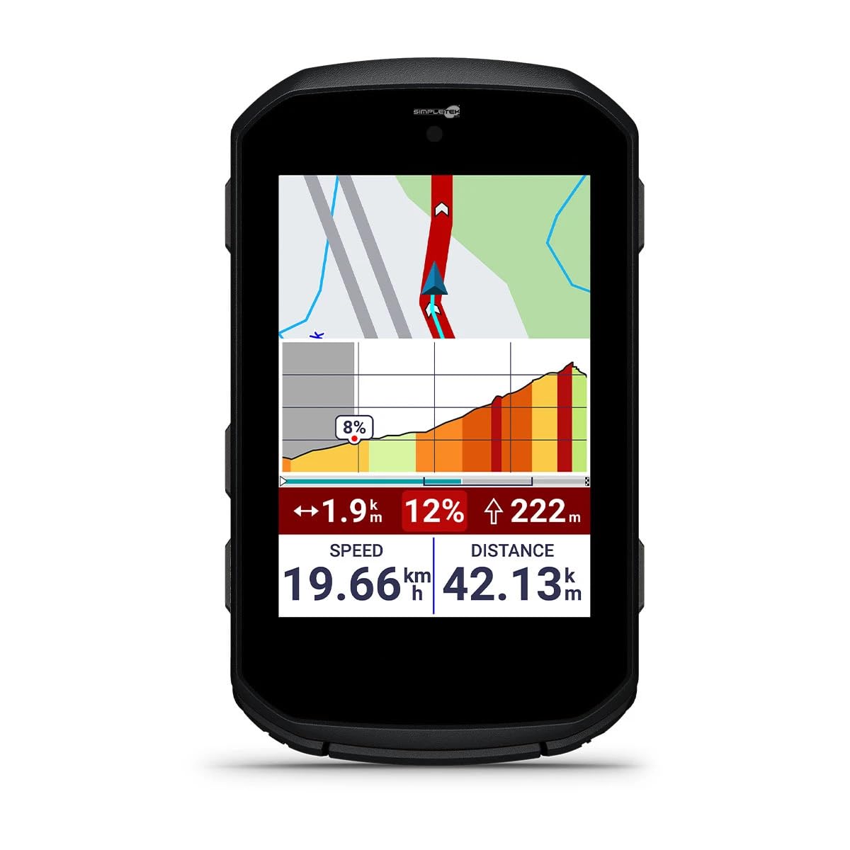 SIMPLETEK - Ciclocomputer GPS Multibanda Professionale Display 2,7” WI-FI | Connettività Bluetooth, ANT+ , autonomia fino a 36 ore, funzioni energia stamina, mappe integrate, memoria 32GB, IPX7