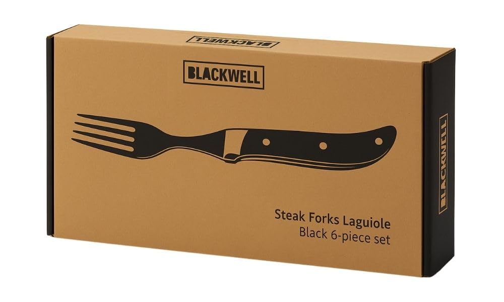 Blackwell Laguiole Steakbesteck Set 12-teilig | 6 Steakmesser + 6 Steakgabeln | Ebenholz | Edelstahl | Geschenkbox