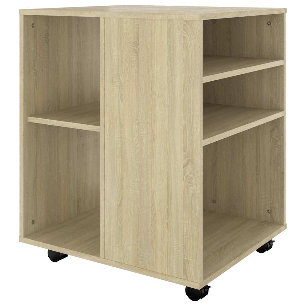 Kontener na kółkach dąb Sonoma 60 x 53 x 72 cm, kontener biurowy na kółkach, przenośna szafka na dokumenty z materiału drewnopochodnego do biura i biura domowego