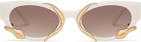 Trendy Sunglasses for Women Men Vintage Narrow Cateye Metal Snake Sunnie Y2k Accessories AP3621