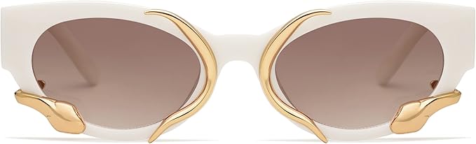 Trendy Sunglasses for Women Men Vintage Narrow Cateye Metal Snake Sunnie Y2k Accessories AP3621