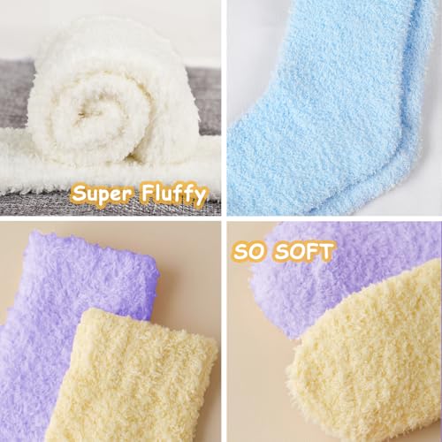 Image of Josnown Fuzzy Socks for Women Cozy Soft Fluffy Slipper Warm Winter Plush Sleep Socks Christmas Gifts for Women