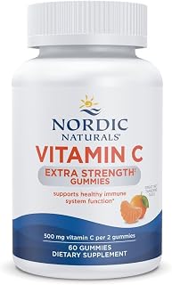 Nordic Naturals Vitamin C Extra Strength Gummies - Tangerine Flavor - 60 Gummies - 500 mg Vegan Vitamin C Supplement - Low-Sugar Immune - Support - 30 Servings