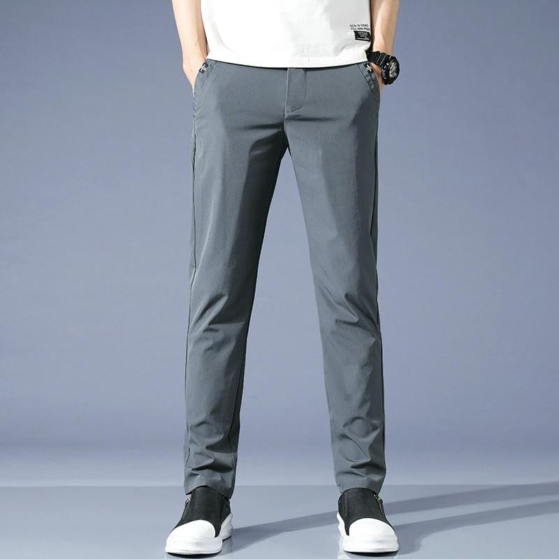 Men's Summer Thin Ice Silk Nylon Slim Straight Trendy Versatile Casual Pants3