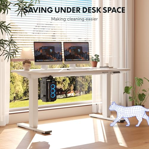 Image of FLEXISPOT EN2 55''x28'' Electric Standing Desk with PC Stand Bundle, 1 inch Whole-Piece Desktop, Easy-to-Install Hanging Design PC Mount, Bundle for Home Office, Game & Small Spaces, White