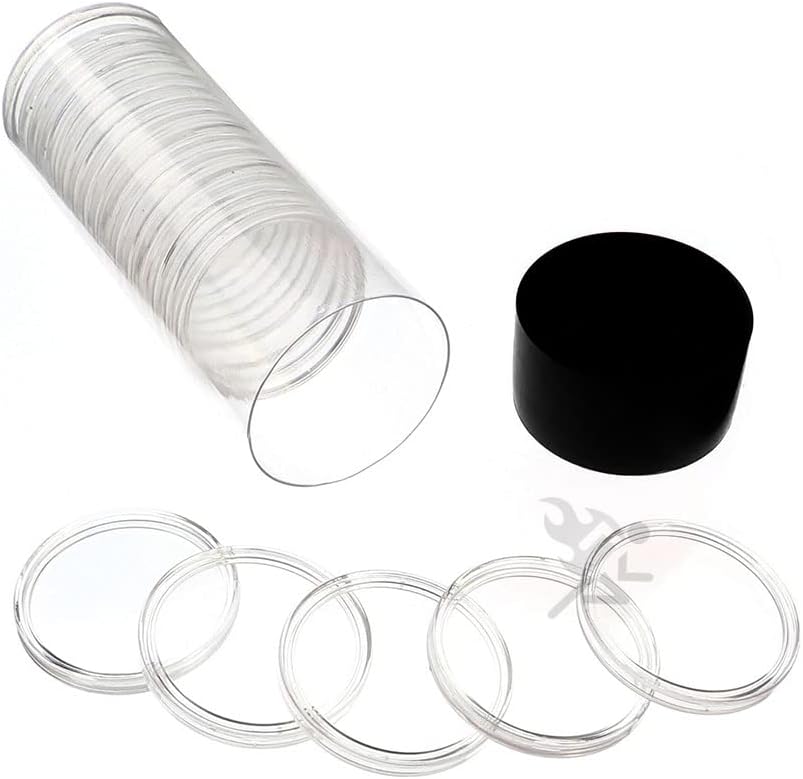 OnFireGuy Capsule Tube & 20 H$5ML Direct Fit Coin Holders for 1oz Silver Maple Leaf (Black Lid)