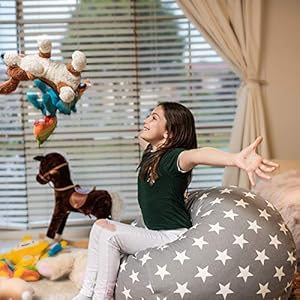 Wekapo Stuffed Animal Storage Bean Bag Chair Cover for Kids | Stuffable Zipper Beanbag for Organizing Children Plush Toys Large Premium Cotton Canvas (Grey star, X-Large) Wekapo Stuffed Animal Storage Bean Bag Chair Cover for Kids Stuffable Zipper Beanbag for Organizing Children Plush Toys Large Premium Cotton Canvas Grey star X Large