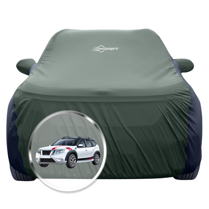 Image of NEODRIFT 'SuperTech' Car Cover for Nissan Terrano (100% Water-Resistant, All Weather Protection, Tailored Fit, Multi-Layered & Breathable Fabric) (Colour: L.Green+Black)