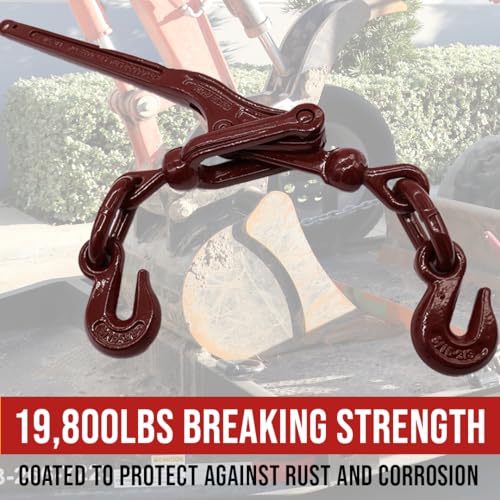 Image of Boxer Heavy Duty Chain Lever Load Binder with Forged Grab Hooks, 5 /16 inch - 3 /8 inch - Chain Binder Tie Down - 19,800 LBS Breaking Strength