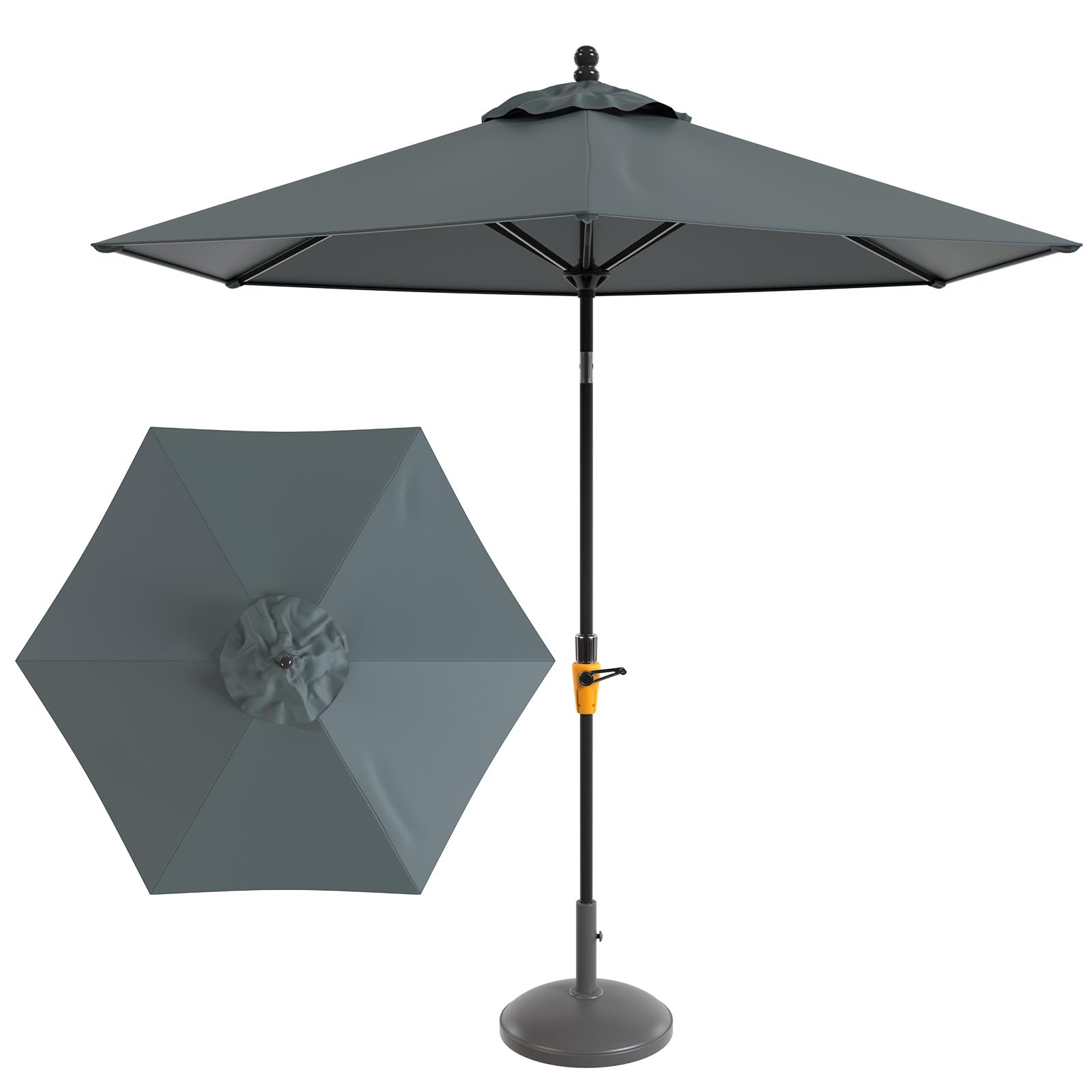 M METERXITY 1 Pack 9ft Patio Umbrella Replacement Canopy for 6 Ribs, Outdoor Market Table Umbrella Top for Backyard/Garden/Courtyard/Swimming Pool, Canopy Only [Gray]