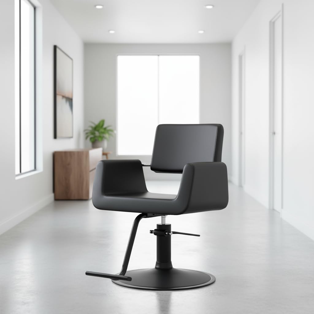 Beauty Salon Styling Chair ARON Black/Black (A159) Square Wide Width Styling Chair Beauty Salon Furniture & Equipment