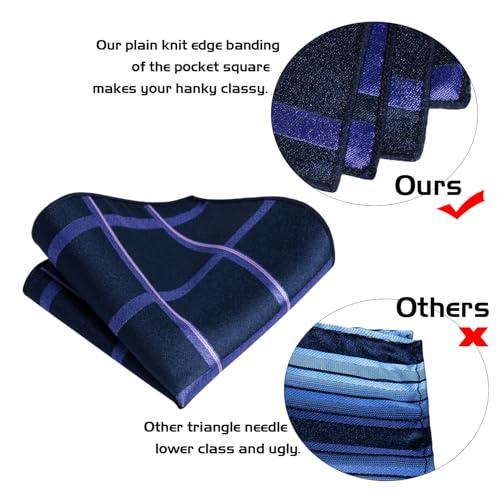 Image of 5PCS Mens Premium Silk Tie, Pocket Square, Cufflinks, Drilled Tie Ring and Lapel Pin Set for Wedding Groom Party