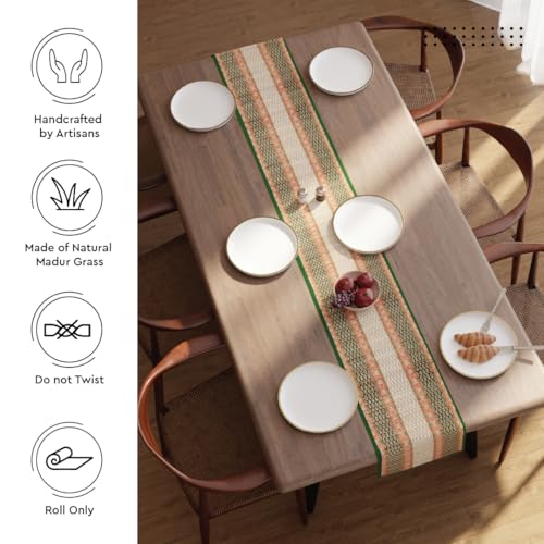 Image of Encasa XO Dining Table Runner 8 Seater, Handcrafted Madurkathi River Grass