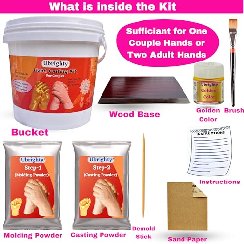 Ubrighty Hand Casting Kit - Couple Casting kit, Husband, Parents, Spacial Anniversary, Birthday Gift, 3D Moulding Powder for Hand, Foot, Molding Clay, Hand Mould Kit for Couple (Standard Couple KIT) (Image - 2)